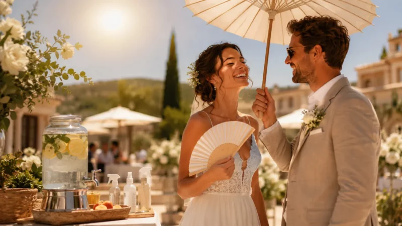 Mariage et canicule : le guide complet pour ne pas fondre le jour J (et garder le sourire)